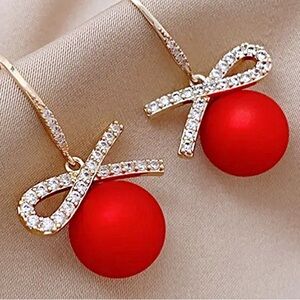 NWOT-Shiny BowKnot Dangle Earrings 🎄